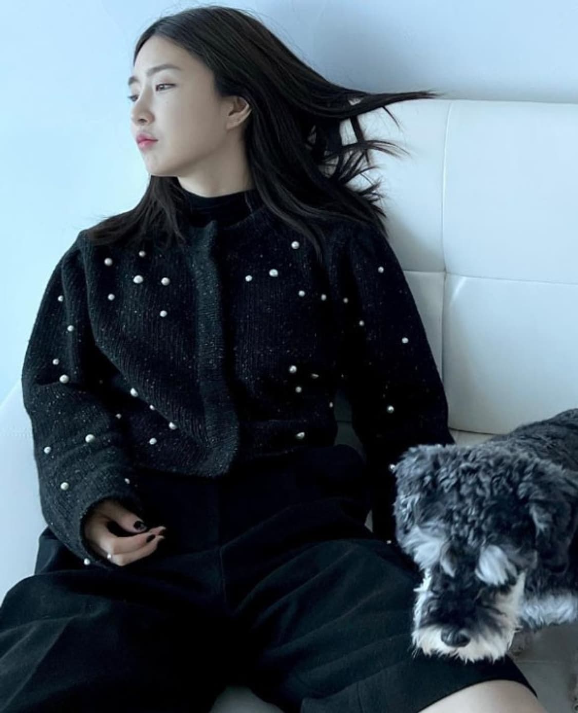 그로브 21Winter 크롭 진주 니트 가디건 PN7103 상품이미지2