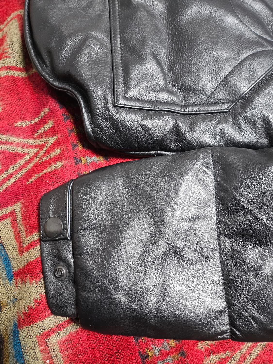 미사용)carphey  웨스턴 카우 레더 패딩 재킷 100 상품이미지5