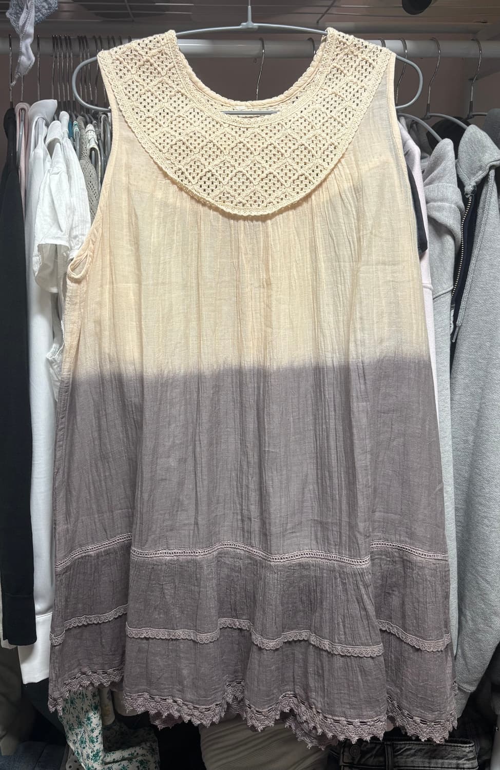 모리노가토 라방 일본 빈티지 크로셰 그라데이션 모리걸 베이지 나시 원피스 상품이미지2