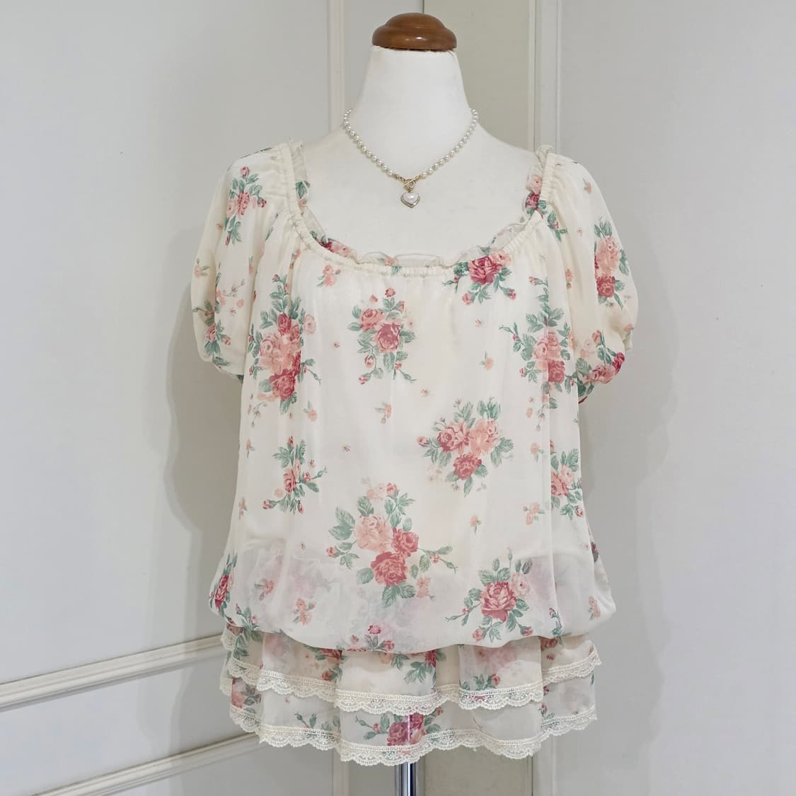 colza 일본빈티지)히메 로즈오프숄더 모리걸st 핀터깔레이스 블라우스 상품이미지1