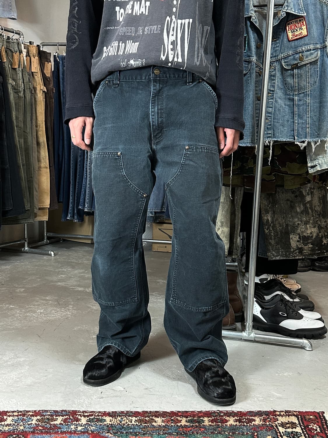 OG 칼하트 B136 더블니 팬츠 칼하트 썩블니 블랙 상품이미지1