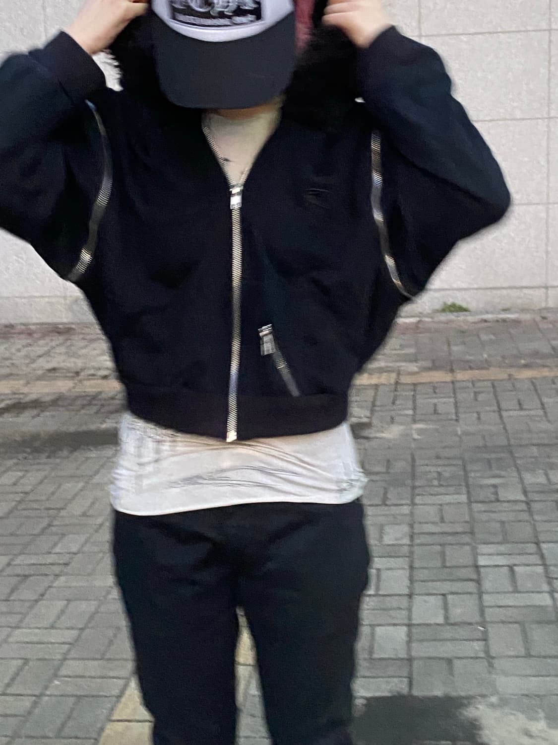 Cozyworldwide fur hood zipup crop blackM 상품이미지2