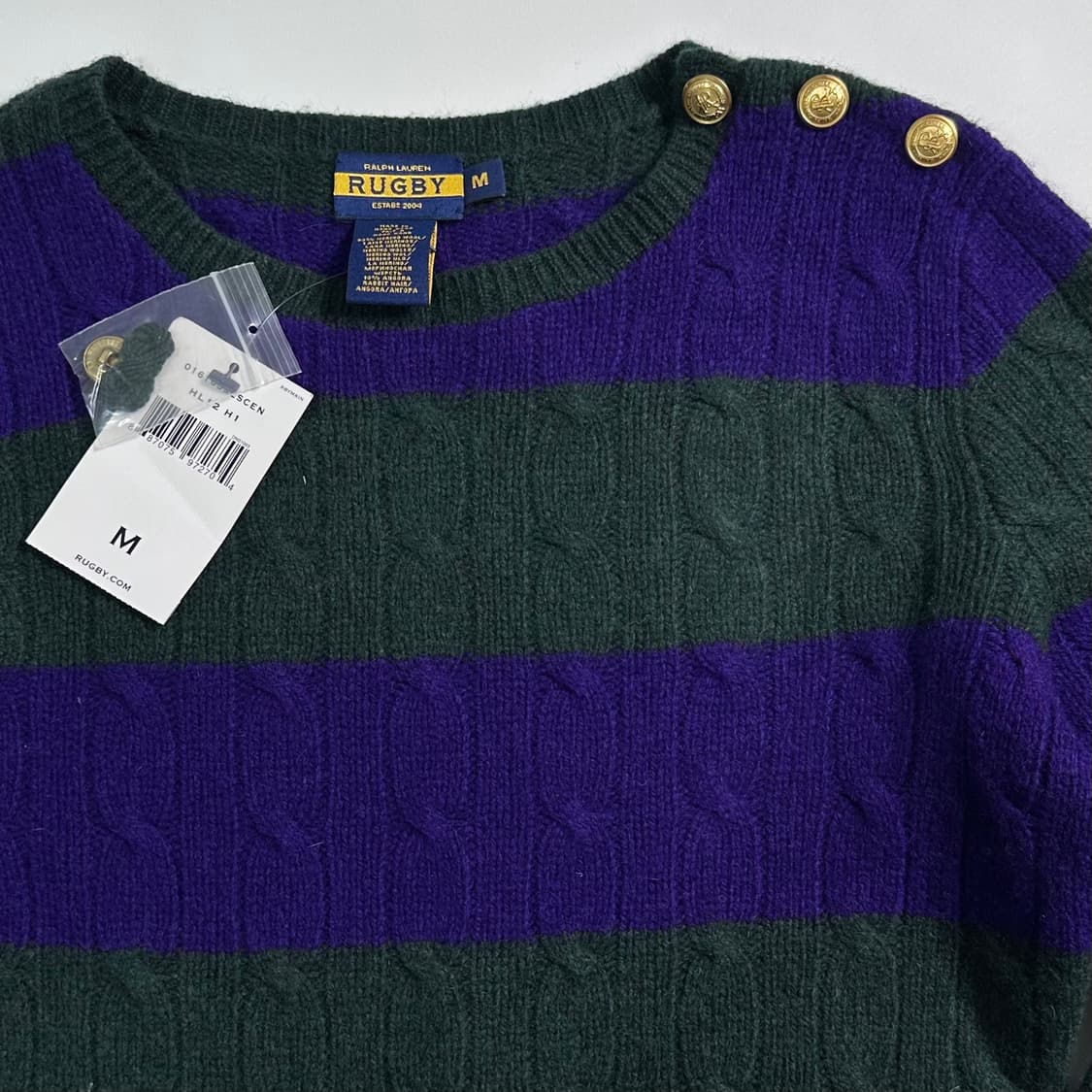 폴로 럭비 케이블 스트라이프 숄더 버튼 니트 상품이미지4
