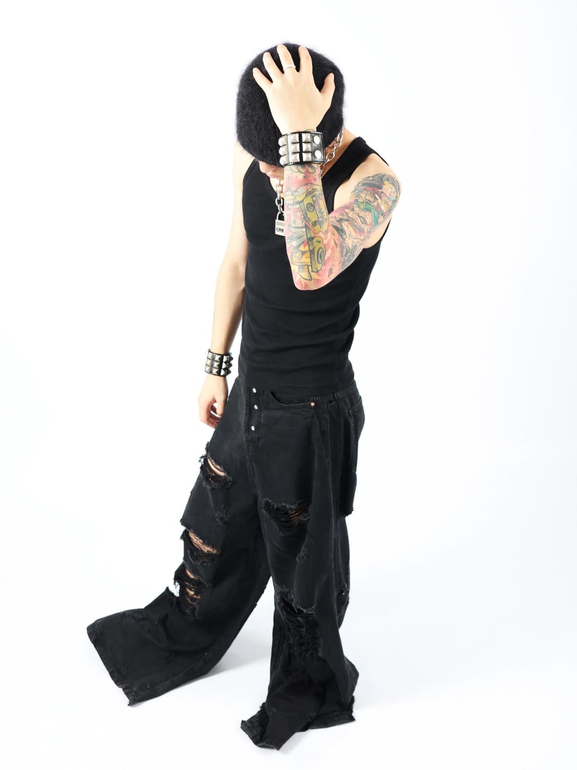 Punk Armor Stud Leather Cuff Bracelet 상품이미지7