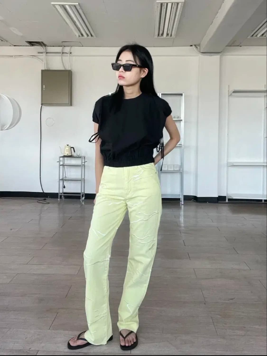 오유알 지브라 자수 팬츠 상품이미지1