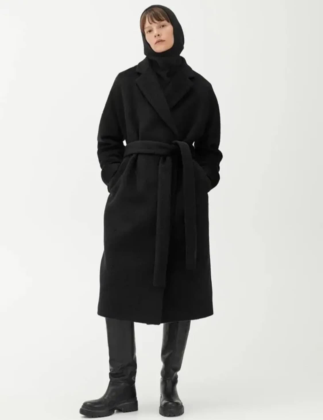 아르켓 Arket 울 알파카 블랜디드 벨티드 코트 다크 그레이 상품이미지8