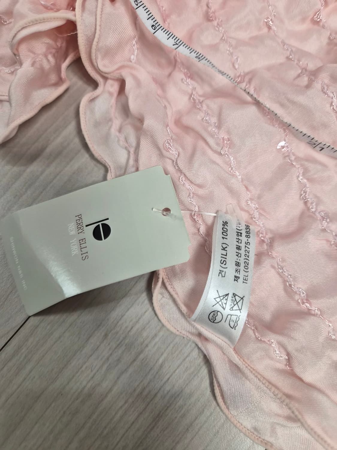 새상품 실크100 페리엘리스 뉴욕 셔링 실크 머플러 (베이비핑크) 상품이미지3