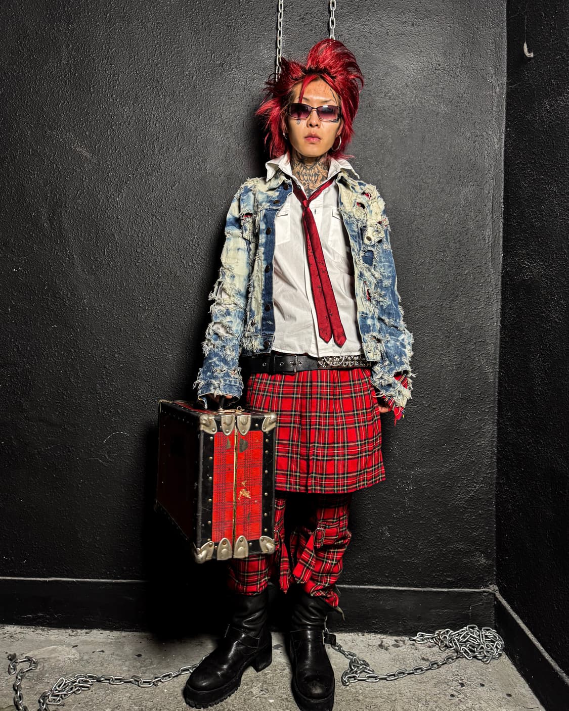 Red Tartan Bondage Pants 상품이미지1