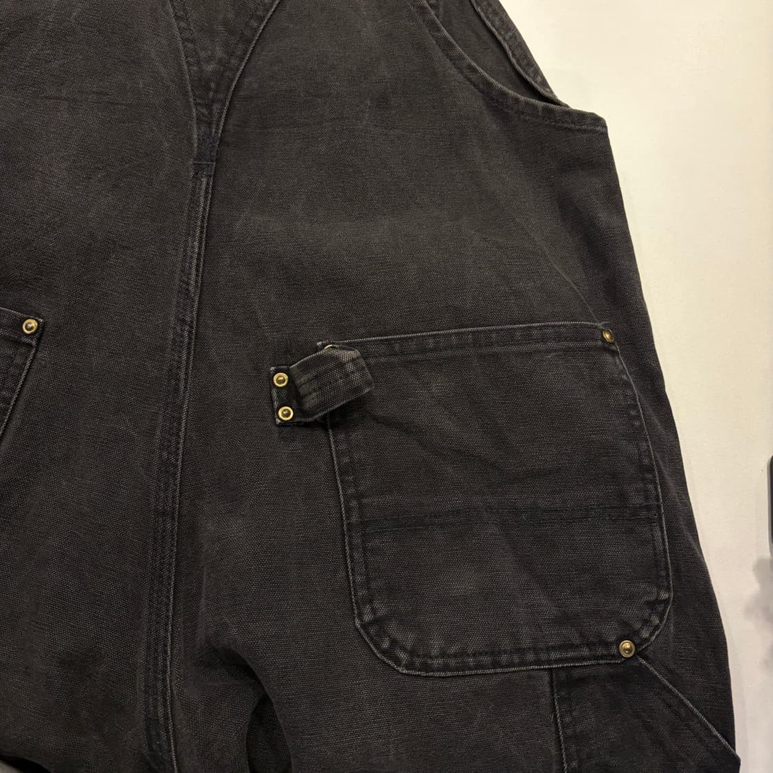 [L] 칼하트 블랙 더블니 워크 오버롤 멜빵 D638 상품이미지7