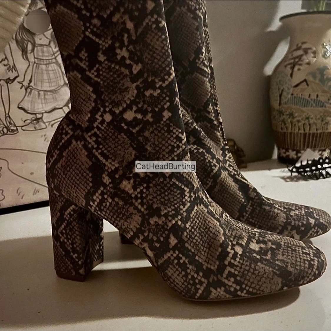 4만원대 구매+새상품_H&M 파이톤 스판삭스힐 [36 사이즈] 상품이미지1