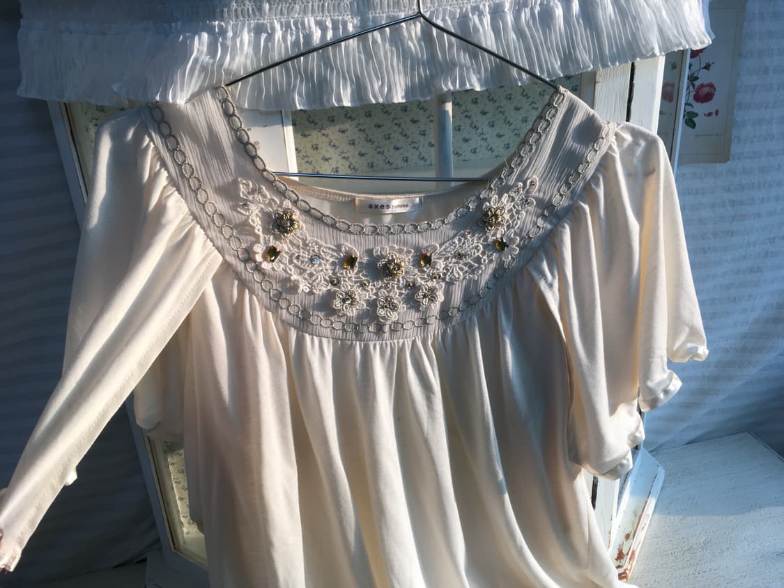 Axes femme 로걀 아이보리 볼레로 블라우스 상품이미지5