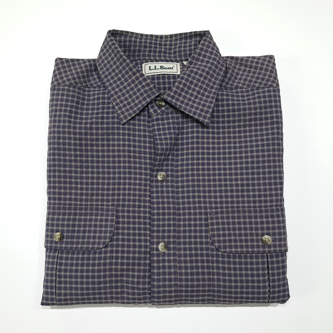 CL879 M 엘엘빈 90s 올드네이비 스몰 체크 시어서커 셔츠 남방 상품이미지8