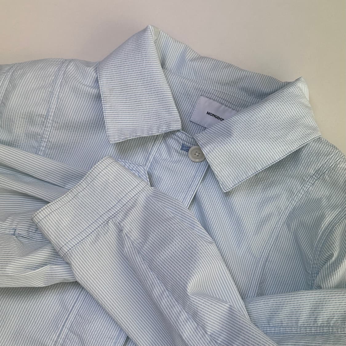 몽돌 커팅라인 스트라이프 블루종 자켓 상품이미지8