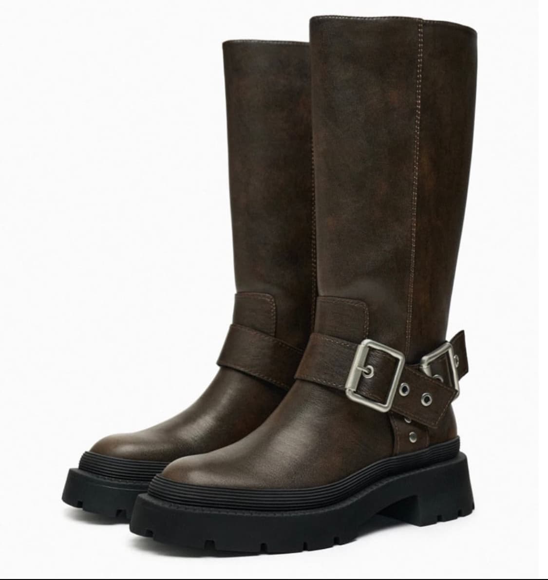 (240사이즈) 자라 웨스턴 가죽 부츠 브라운 상품이미지1