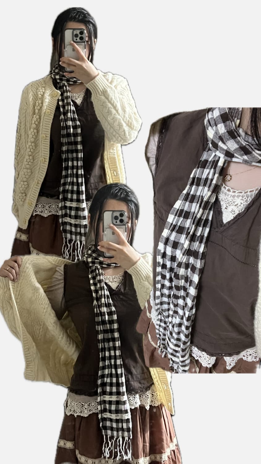 빈티지 모리걸 브라운 가디건 세트 상품이미지2