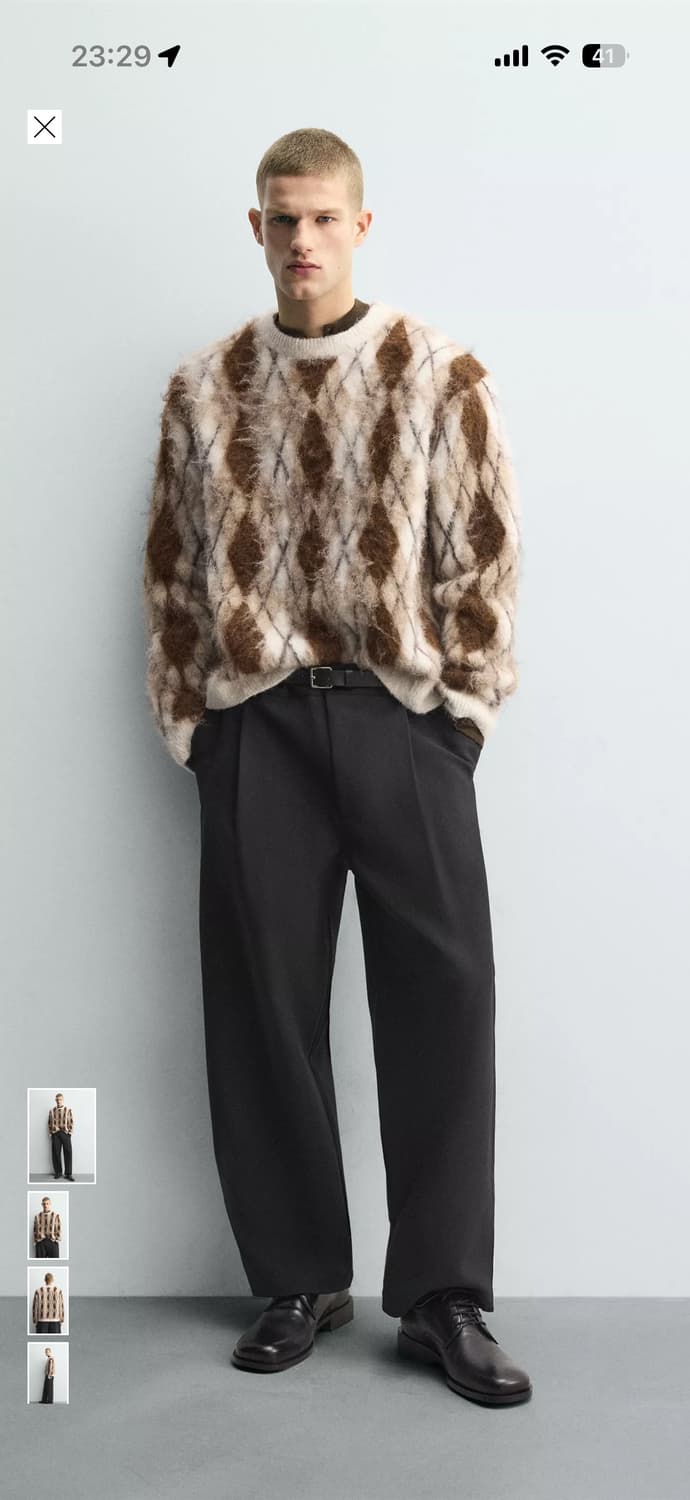 새상품) 자라 자카드 다이아몬드 스웨터 L 상품이미지1