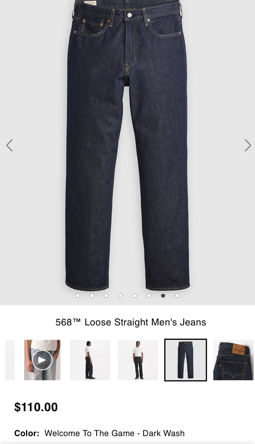 리바이스 568 루즈 스트레이트 핏 진 32WX30L 상품이미지8