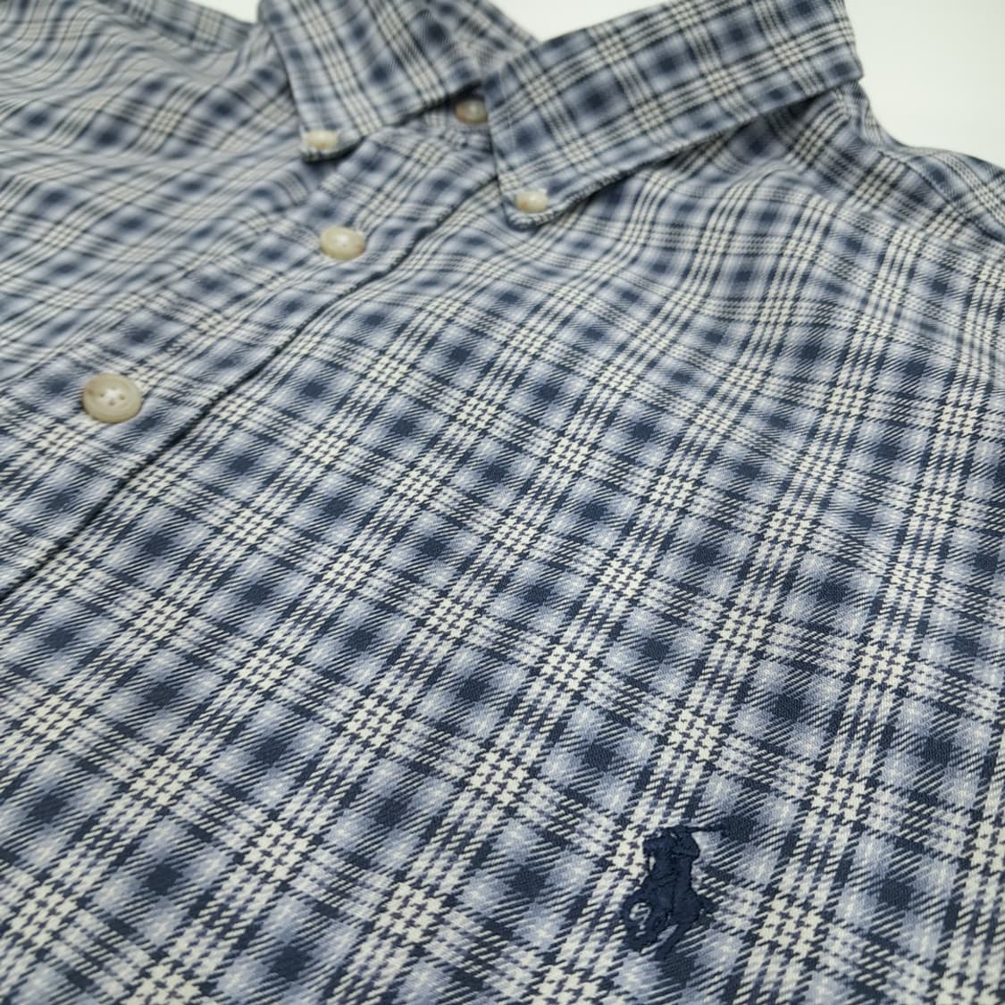CN875 2XLT 폴로 랄프로렌 아이스블루 타탄체크 플란넬 셔츠 남방 상품이미지5