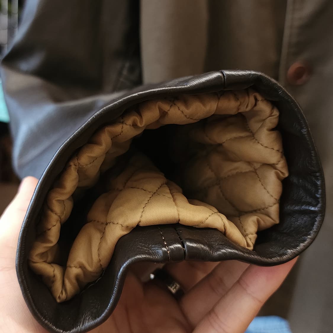 90s 베네통 에비에이터 프렌치 자켓 몰스킨 팔가죽 바시티 자켓 M 상품이미지10