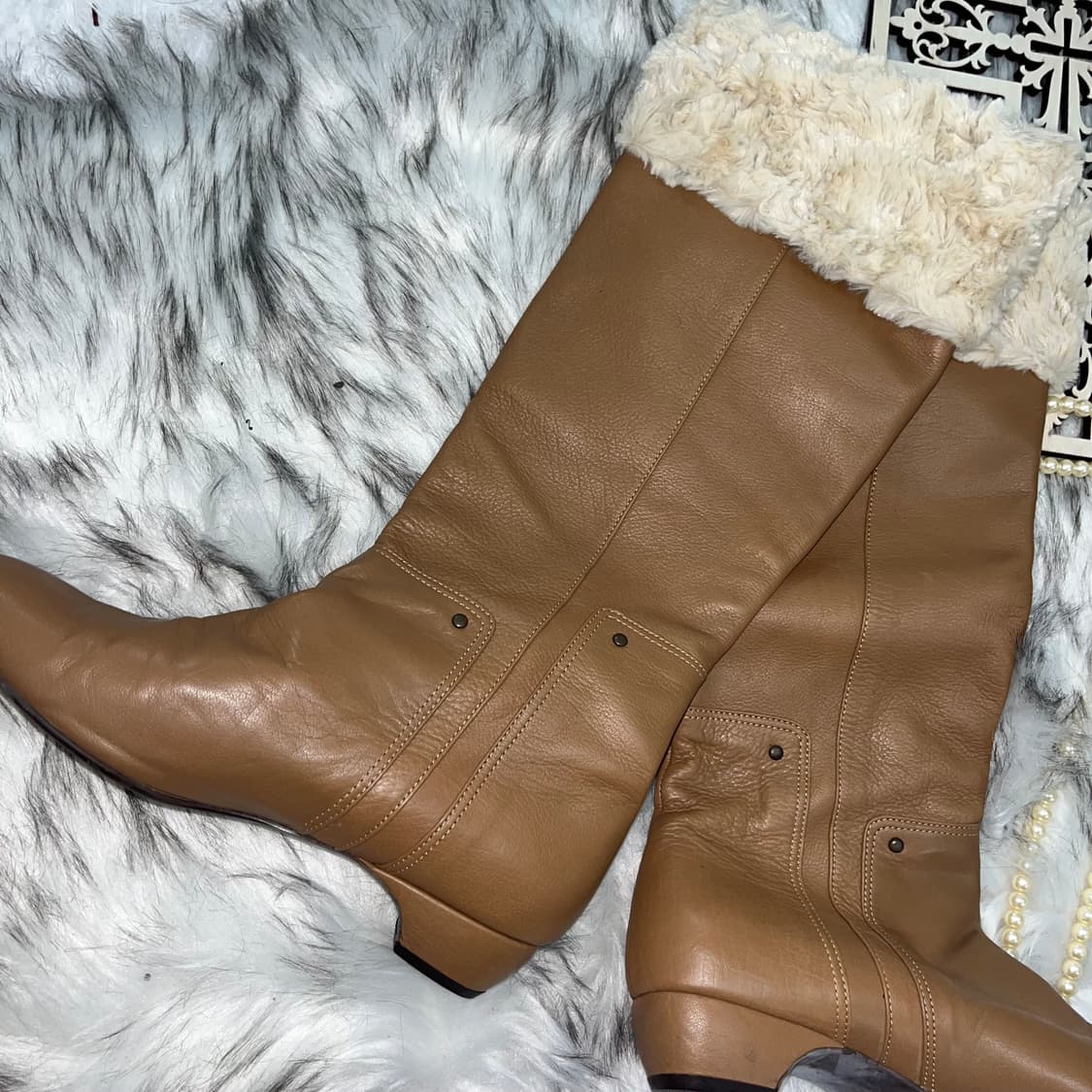 빈티지 브라운 레더 퍼부츠 상품이미지2