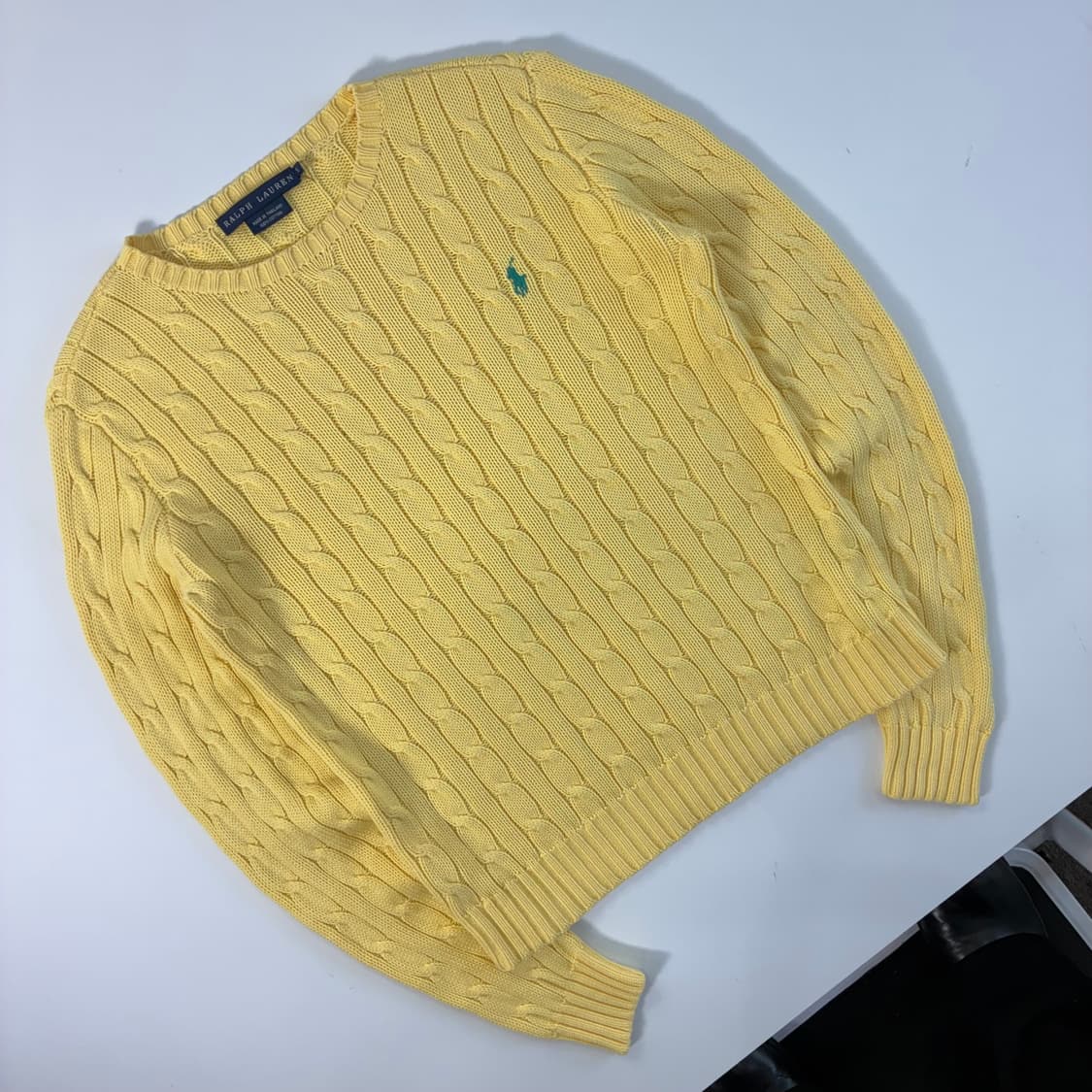 Polo  랄프로렌 자수 코튼 옐로우 꽈배기 니트 상품이미지2
