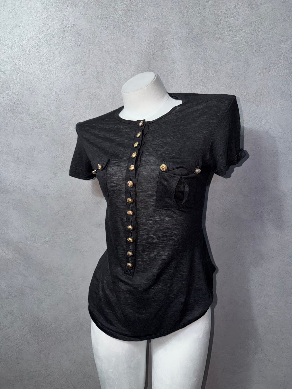 Balmain Button Henley Neck Tee 상품이미지1