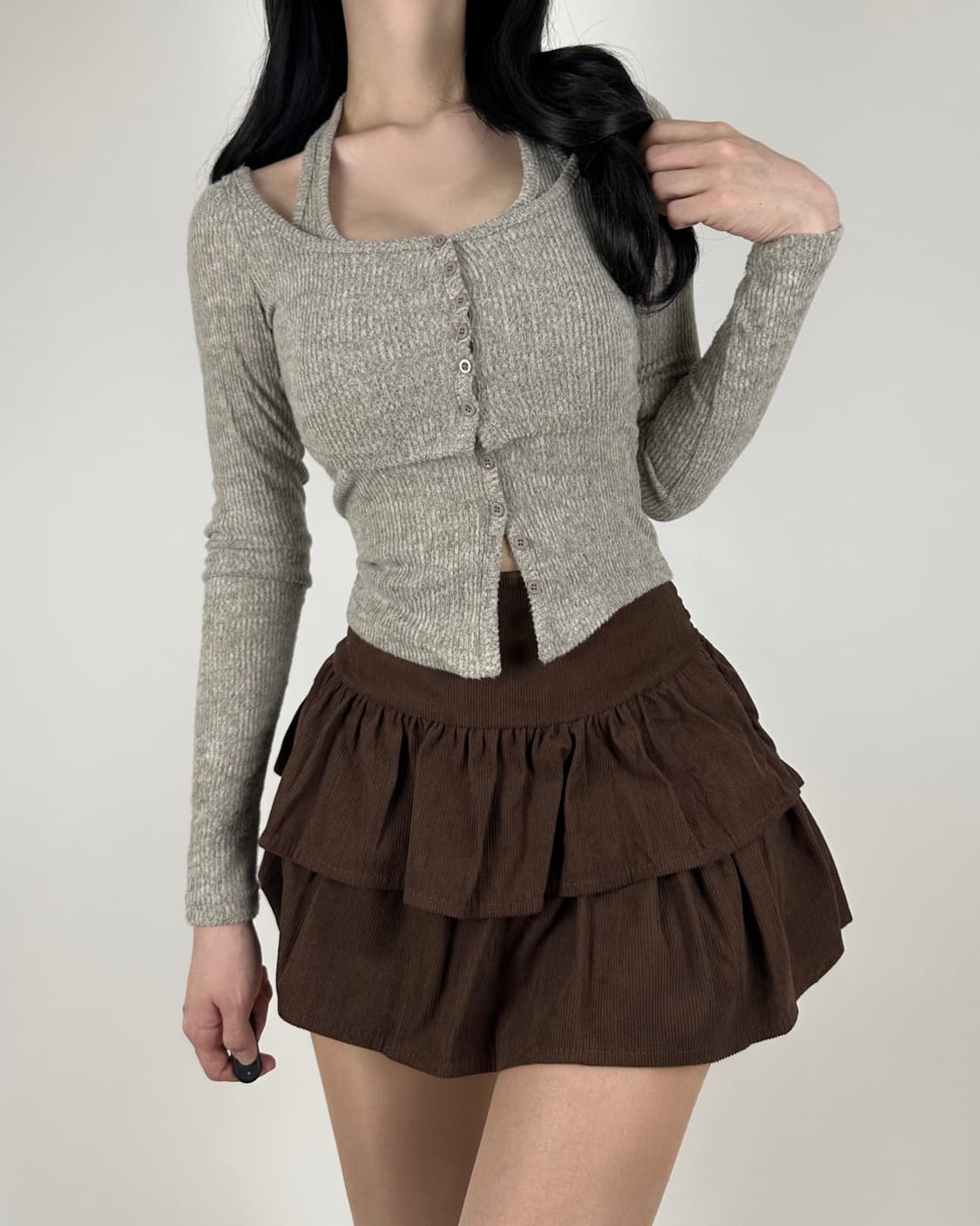 오트 그레이 레이어드 긴팔티 상품이미지2