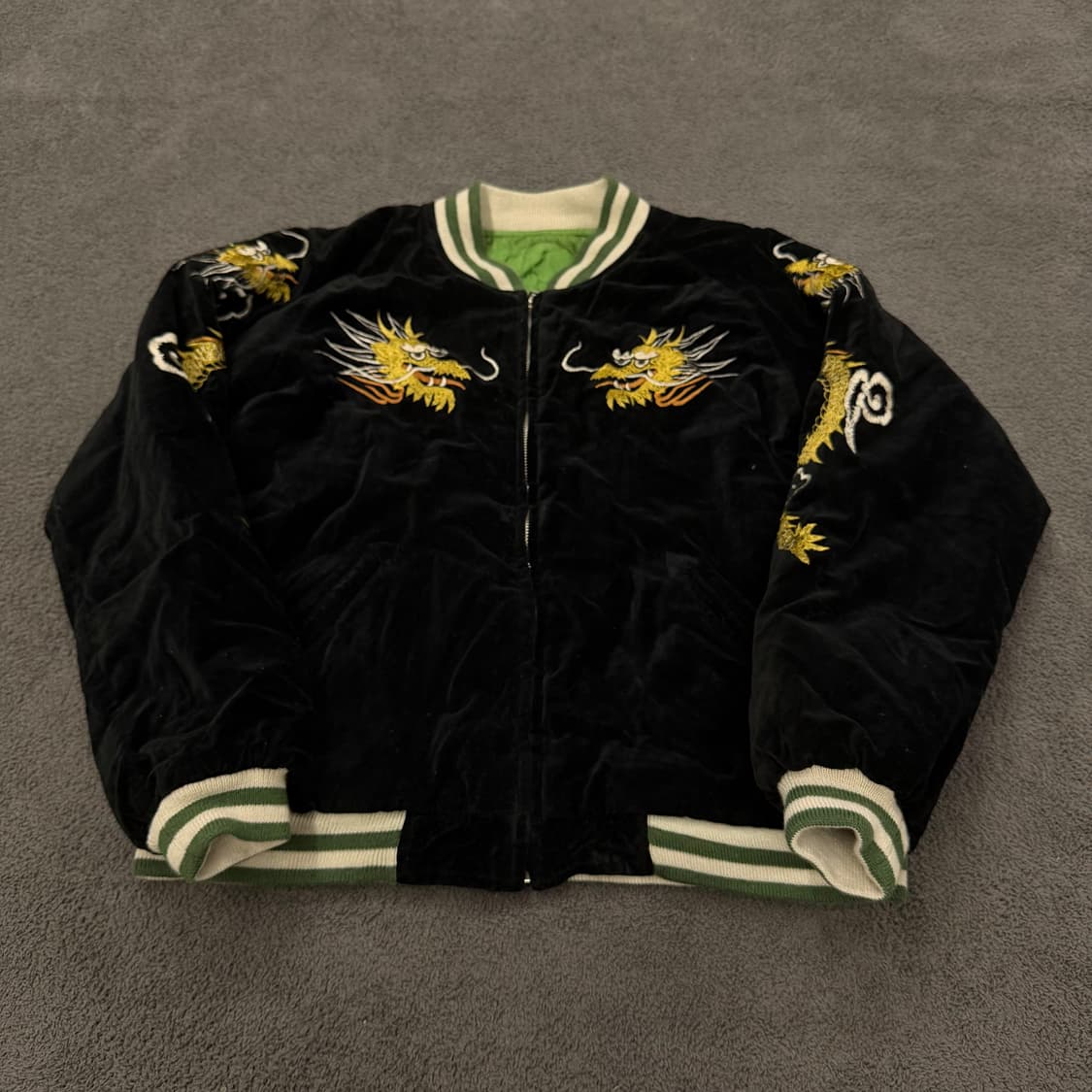 Jpn 일본 빈티지 리버시블 벨벳 용 자수 스카잔 자켓 상품이미지2