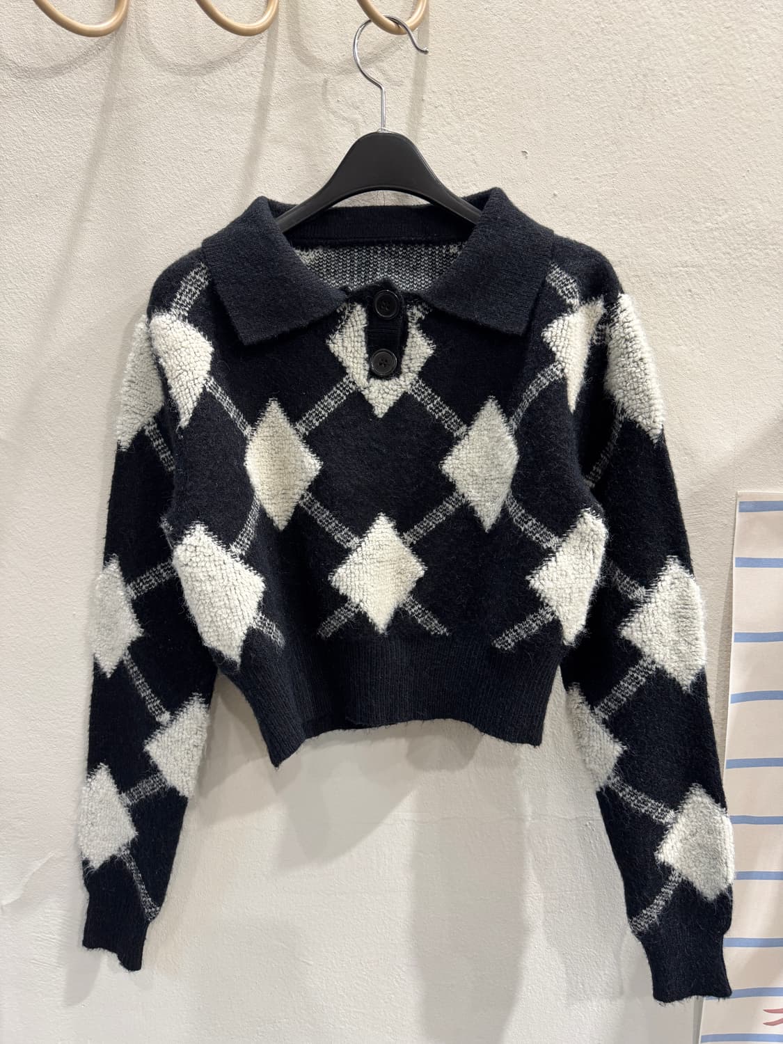 japan vintage 패턴 크롭니트 상품이미지1