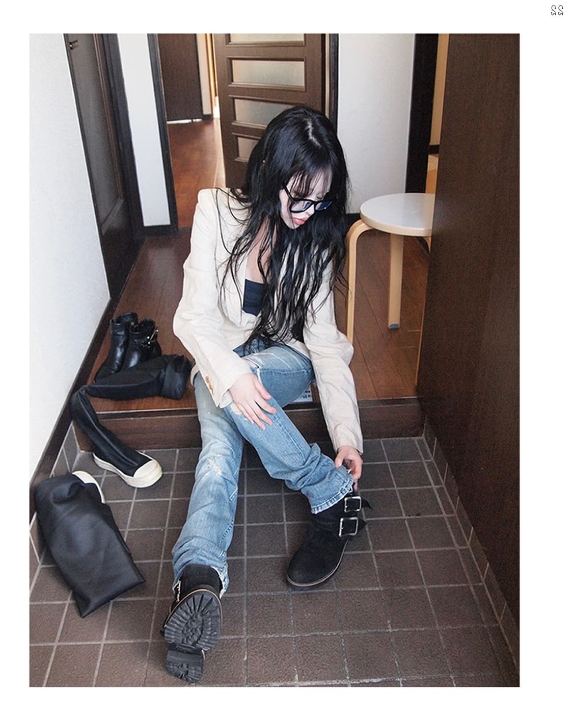 어태치먼트 초기 사치코 디스트로이드 데님팬츠 상품이미지2