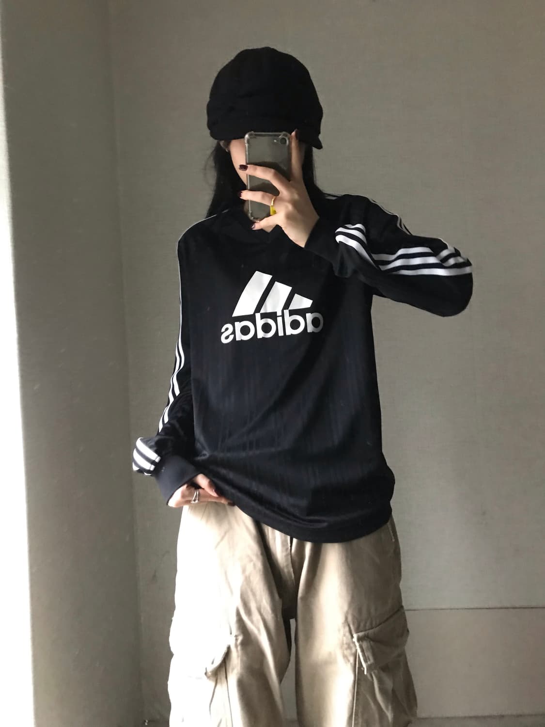 아디다스 00s 블랙 빅로고 롱슬리브 상품이미지2
