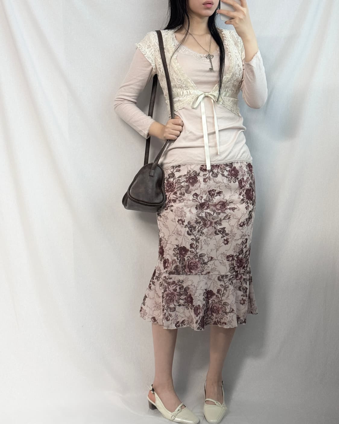 레스트 로즈 플라워 패턴 스커트 상품이미지2