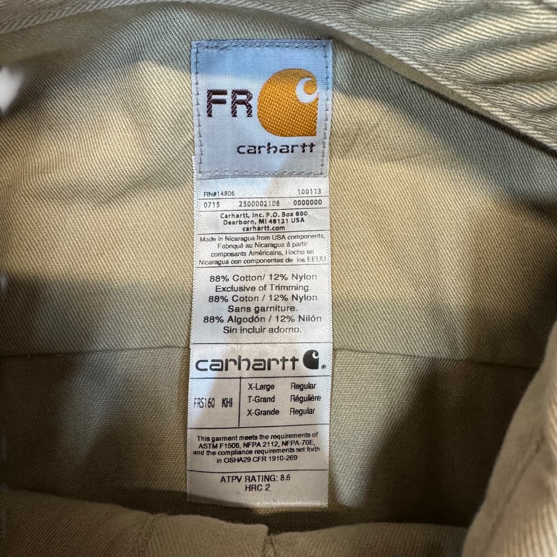 칼하트 FR 워크 셔츠 (2XL)   상품이미지4