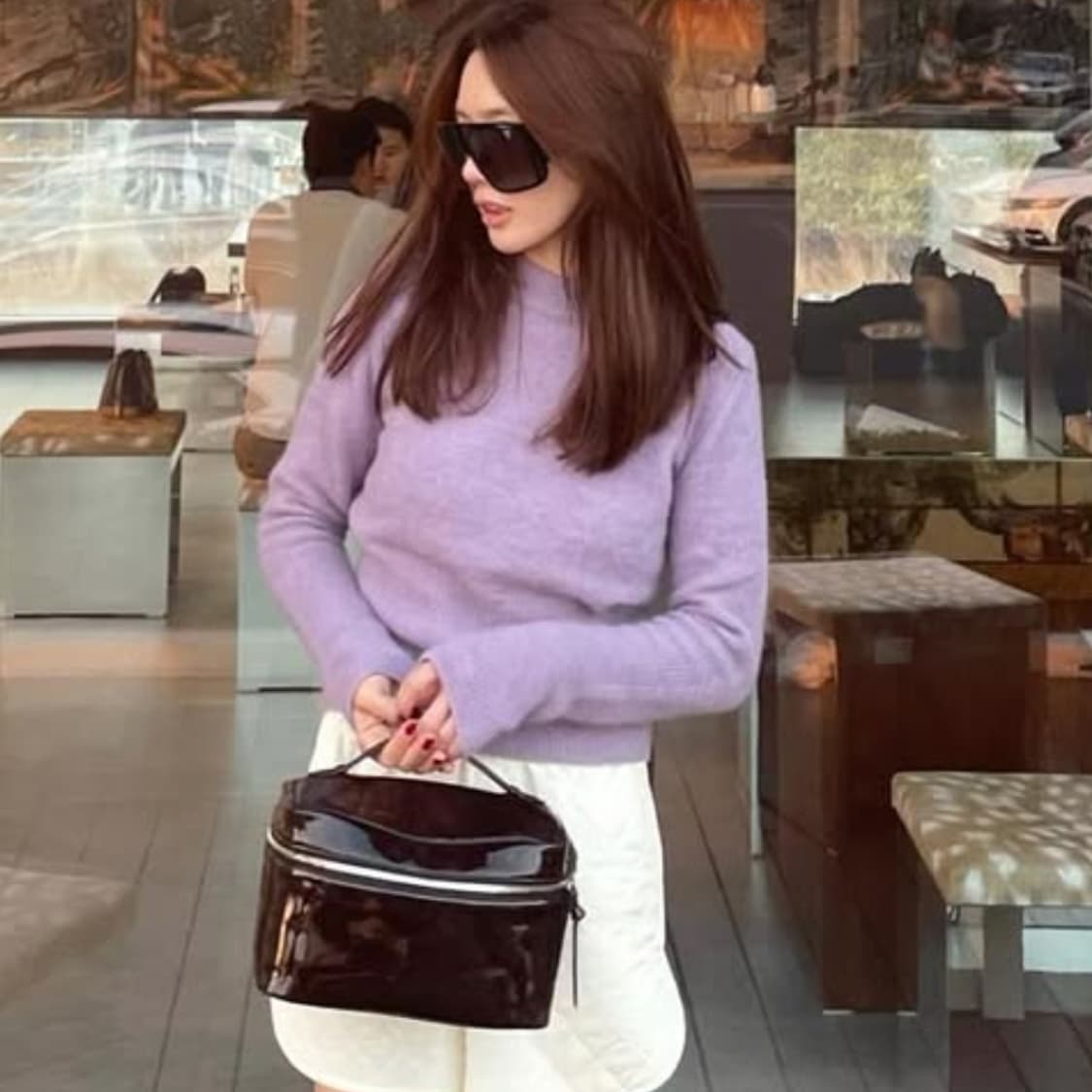 비클라(becla) 퍼플 베이비알파카 울 니트 프리사이즈 새상품 상품이미지1