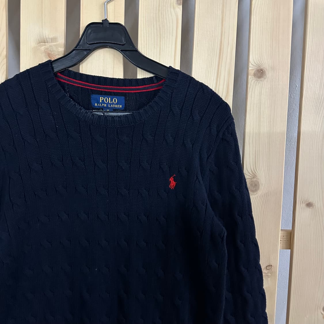 (S) 폴로 랄프로렌 라운드넥 네이비 케이블 니트 스웨터 상품이미지4