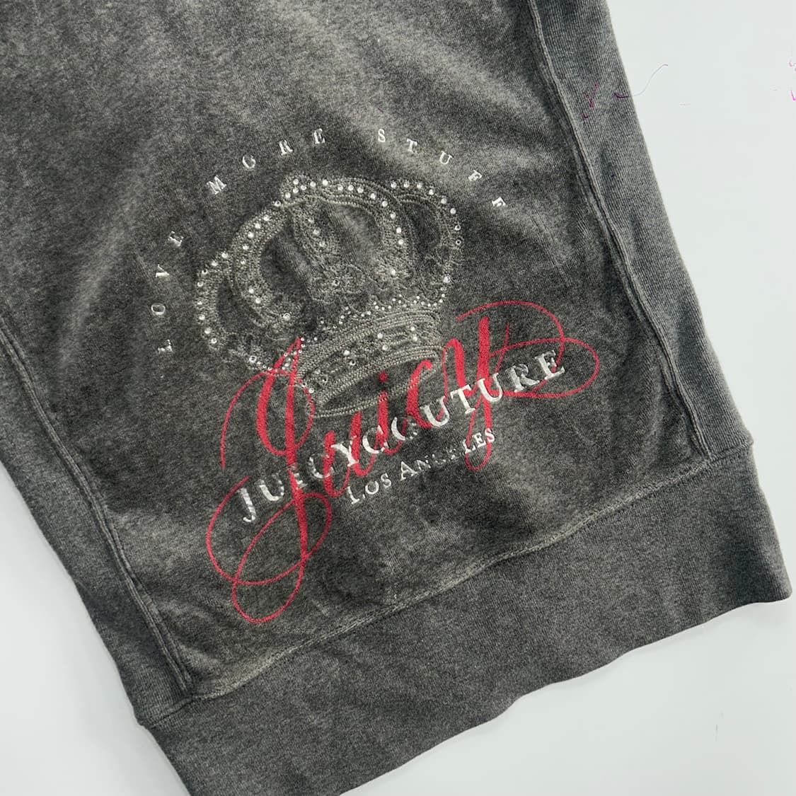 Juicy Coutrue 쥬시꾸뛰르 그레이 벨벳 백포인트 큐빅 후드집업 상품이미지5