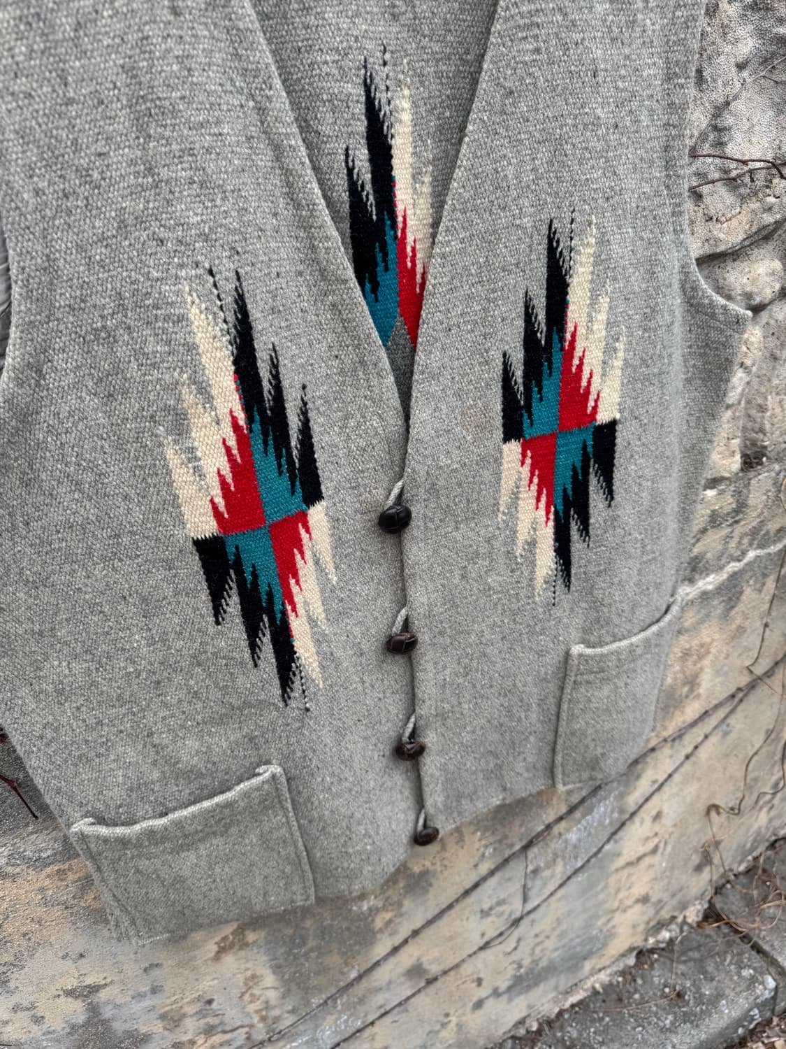 90s 오르테가 핸드 우븐 울 웨스턴 치마요 베스트 조끼 빅사이즈 상품이미지5