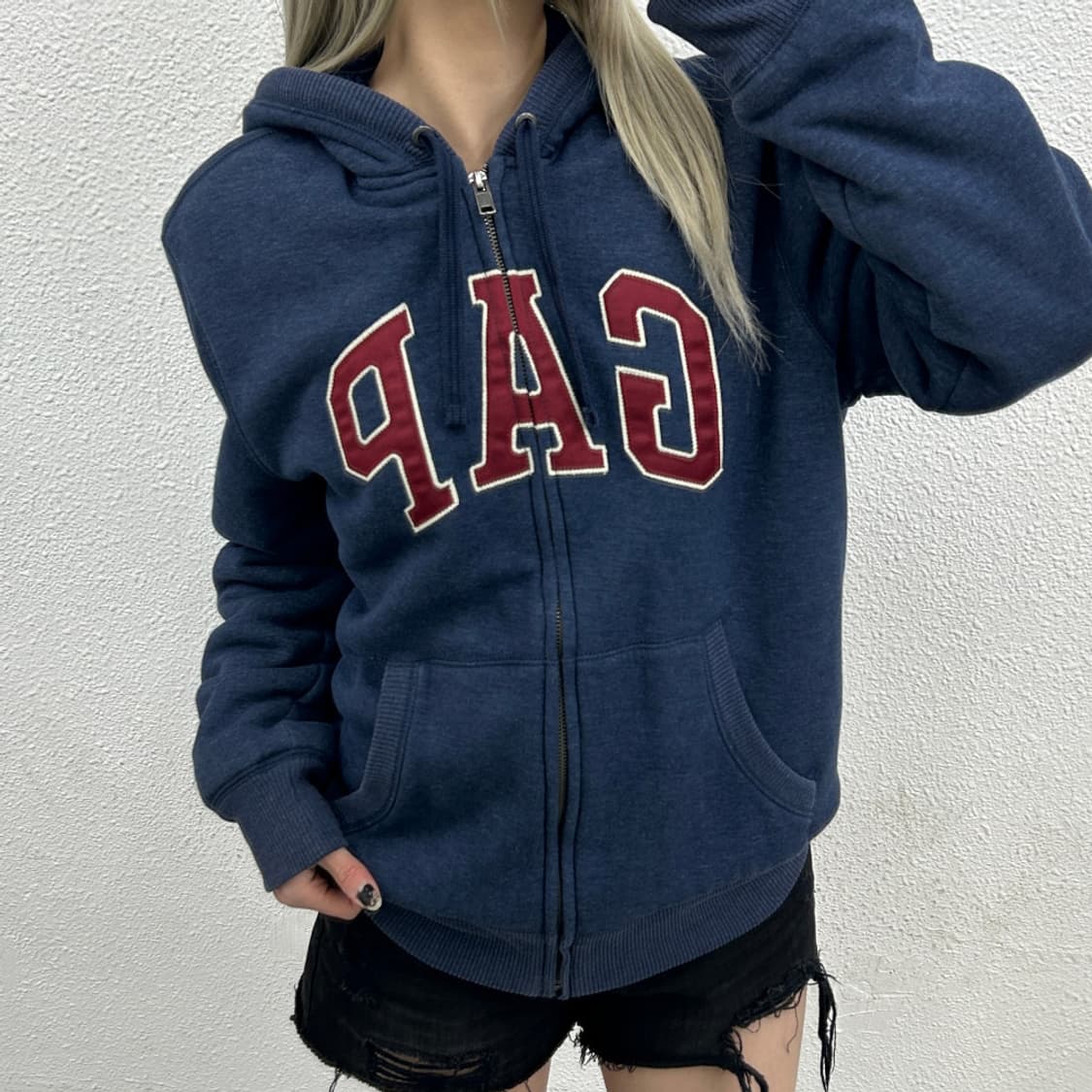 갭 센터로고 네이비 후드집업 M 상품이미지1