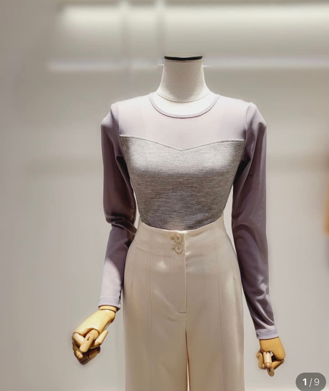 IT MICHAA 잇미샤 소매 시스루 블록 티셔츠(새상품)   상품이미지5