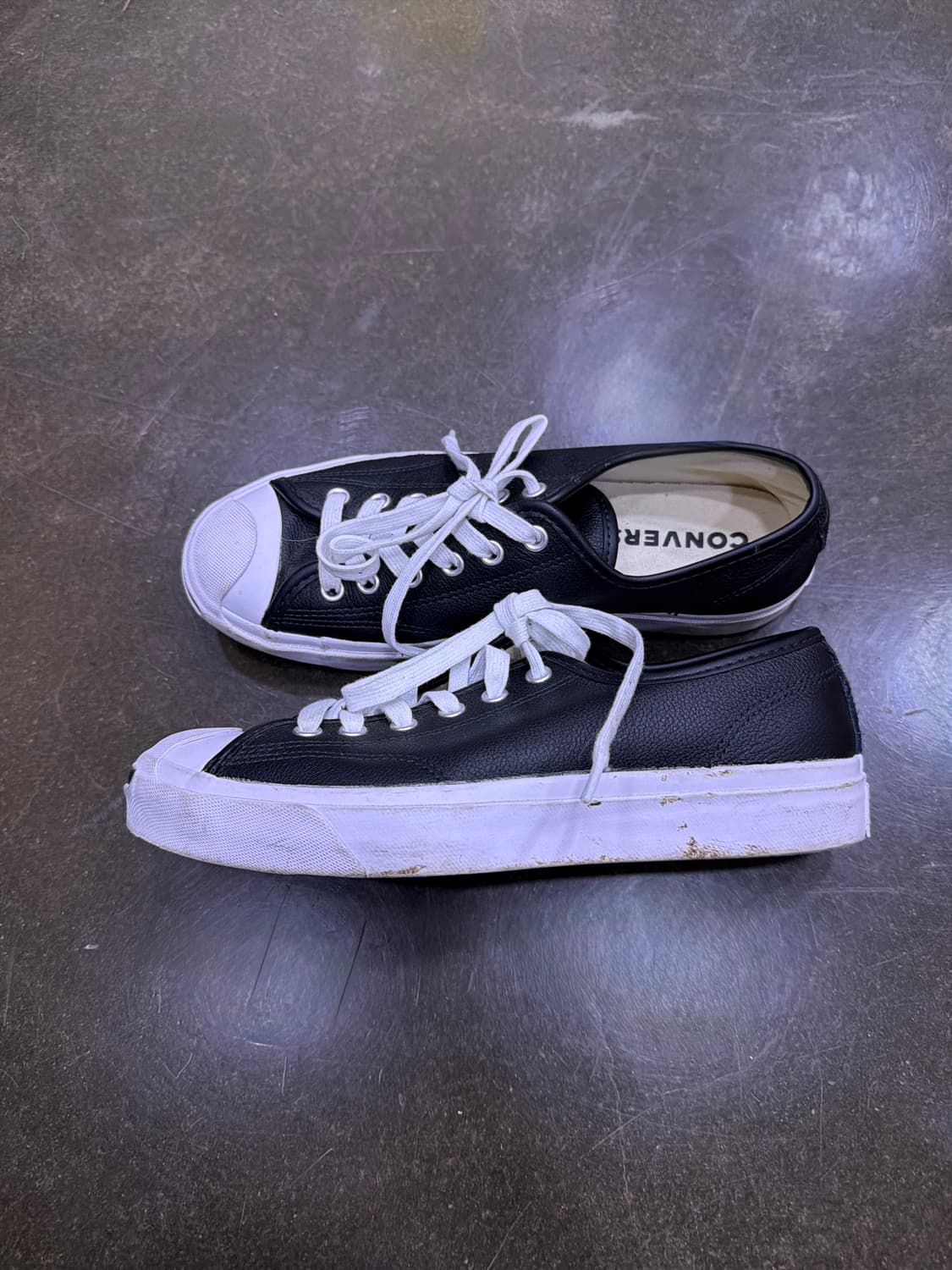 컨버스 잭퍼셀 레더 가죽 블랙 화이트 로우 스니커즈 240 상품이미지5