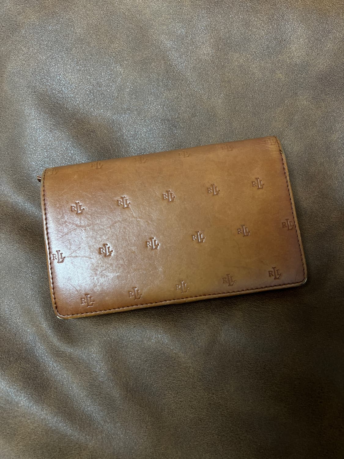 로렌 랄프로렌 여성 빈티지 브라운 레더 중지갑 상품이미지2