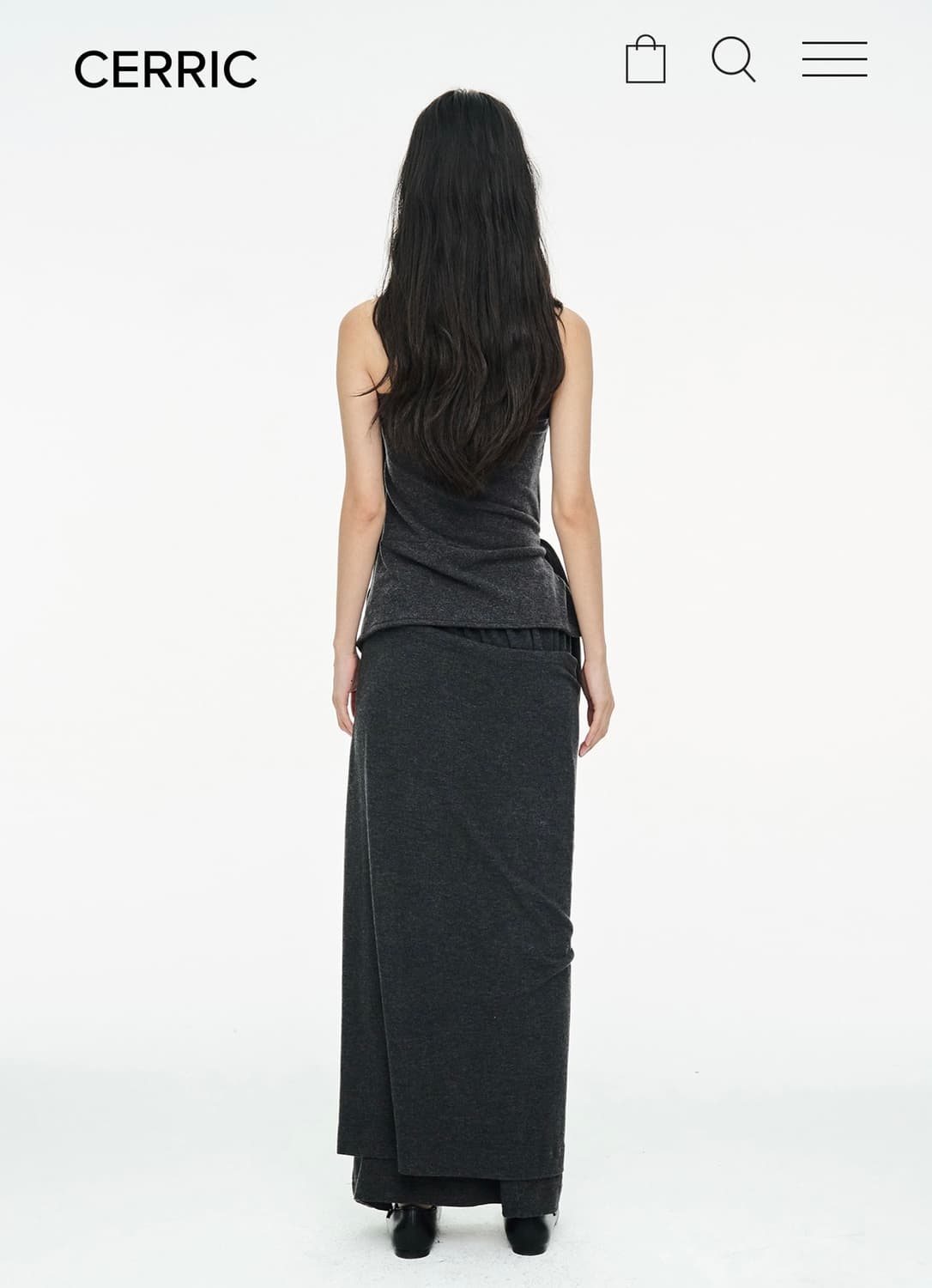 세릭 드레이프 롱스커트 차콜 1 상품이미지2