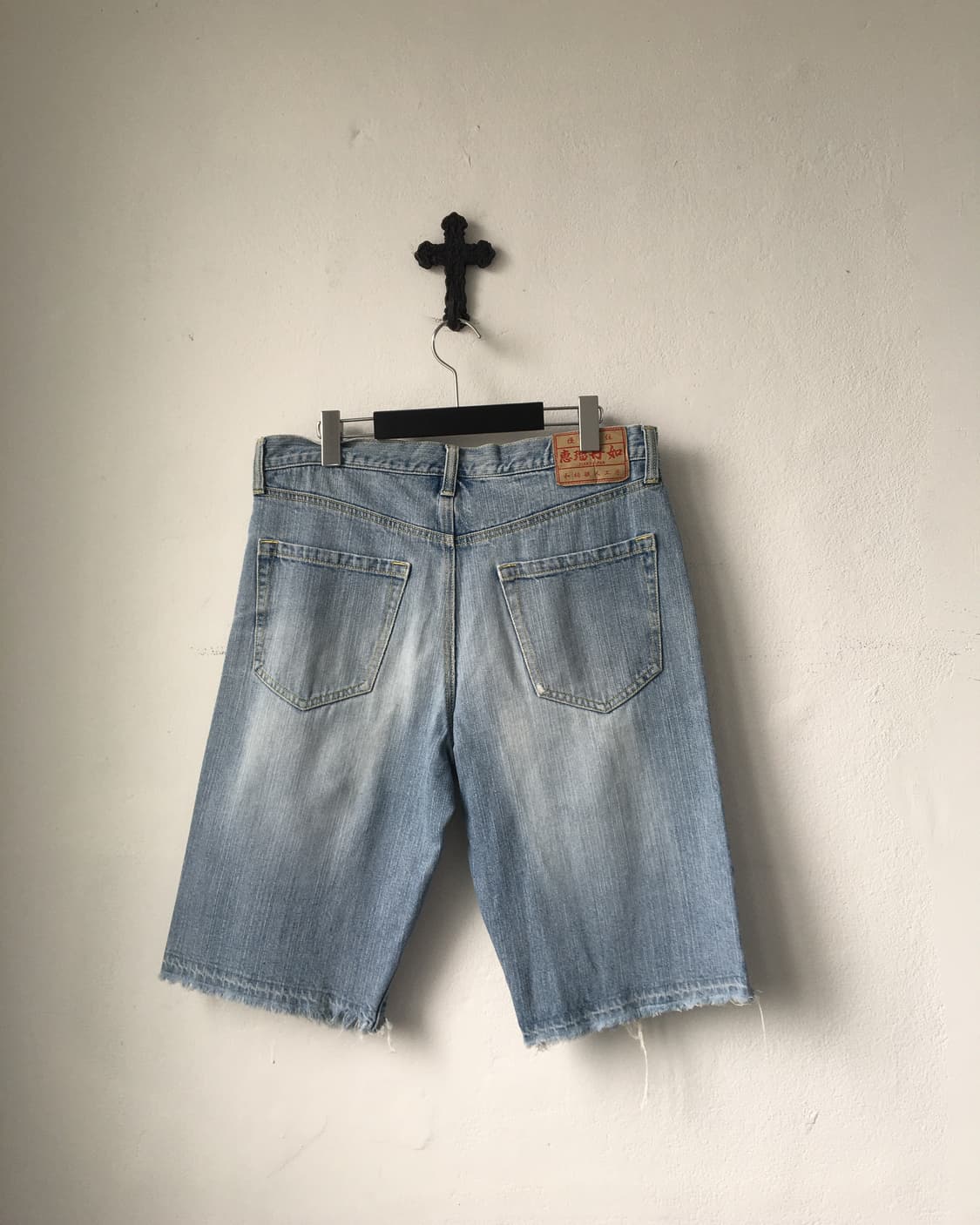 Oriental needle work denim half pants 상품이미지3