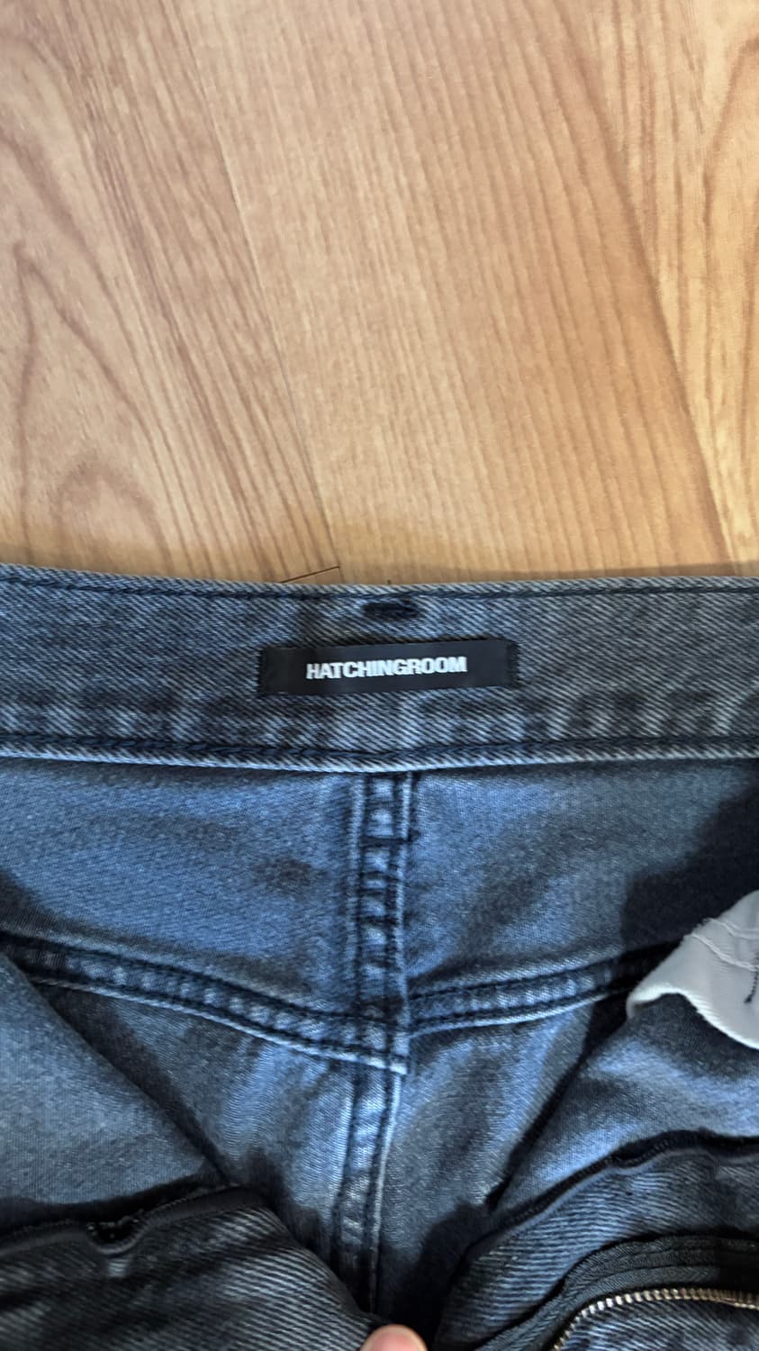 해칭룸 와이드 커브진 워시드 블랙 상품이미지5