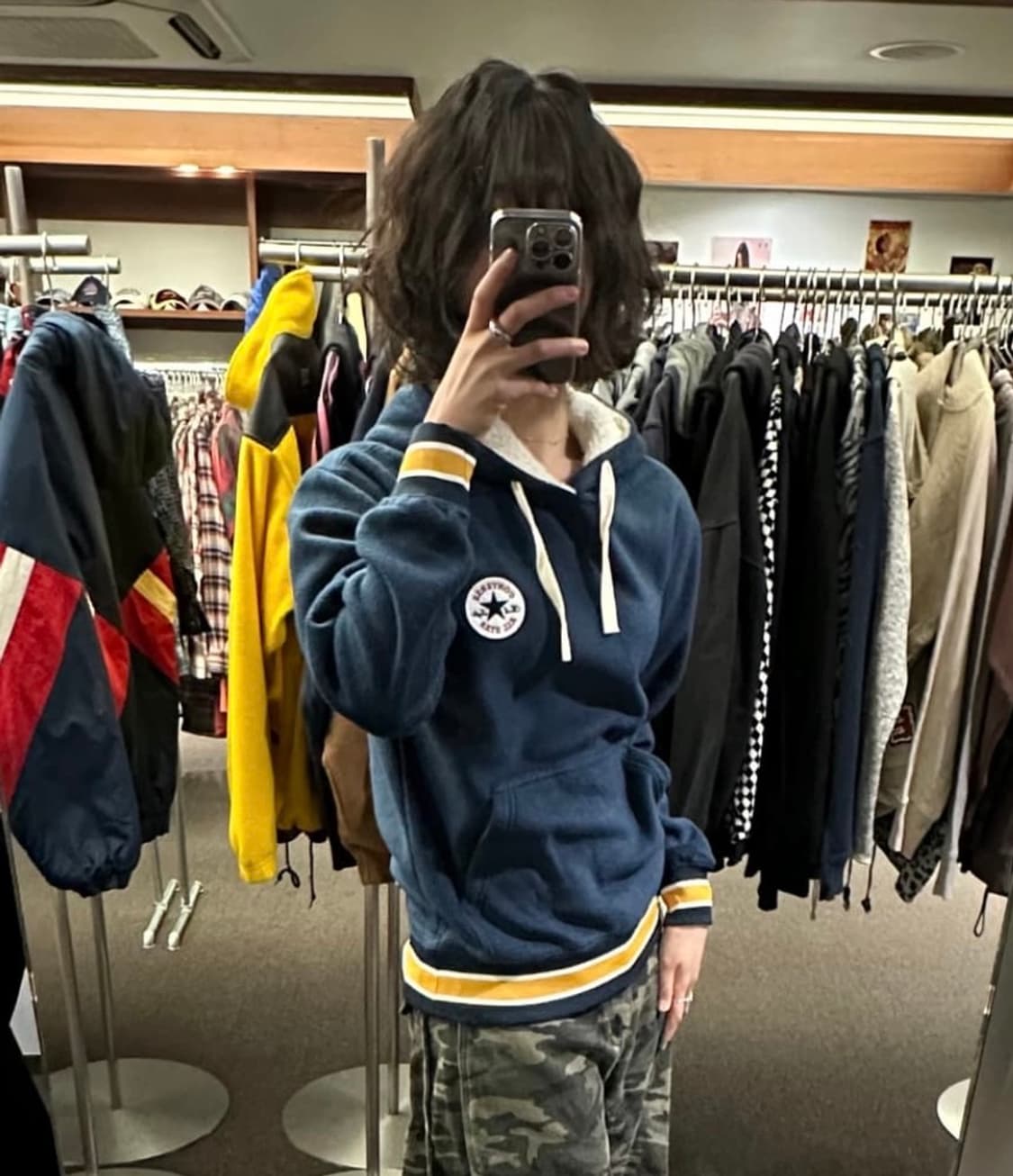 M)컨버스 빈티지 양털 네이비 후디 상품이미지1