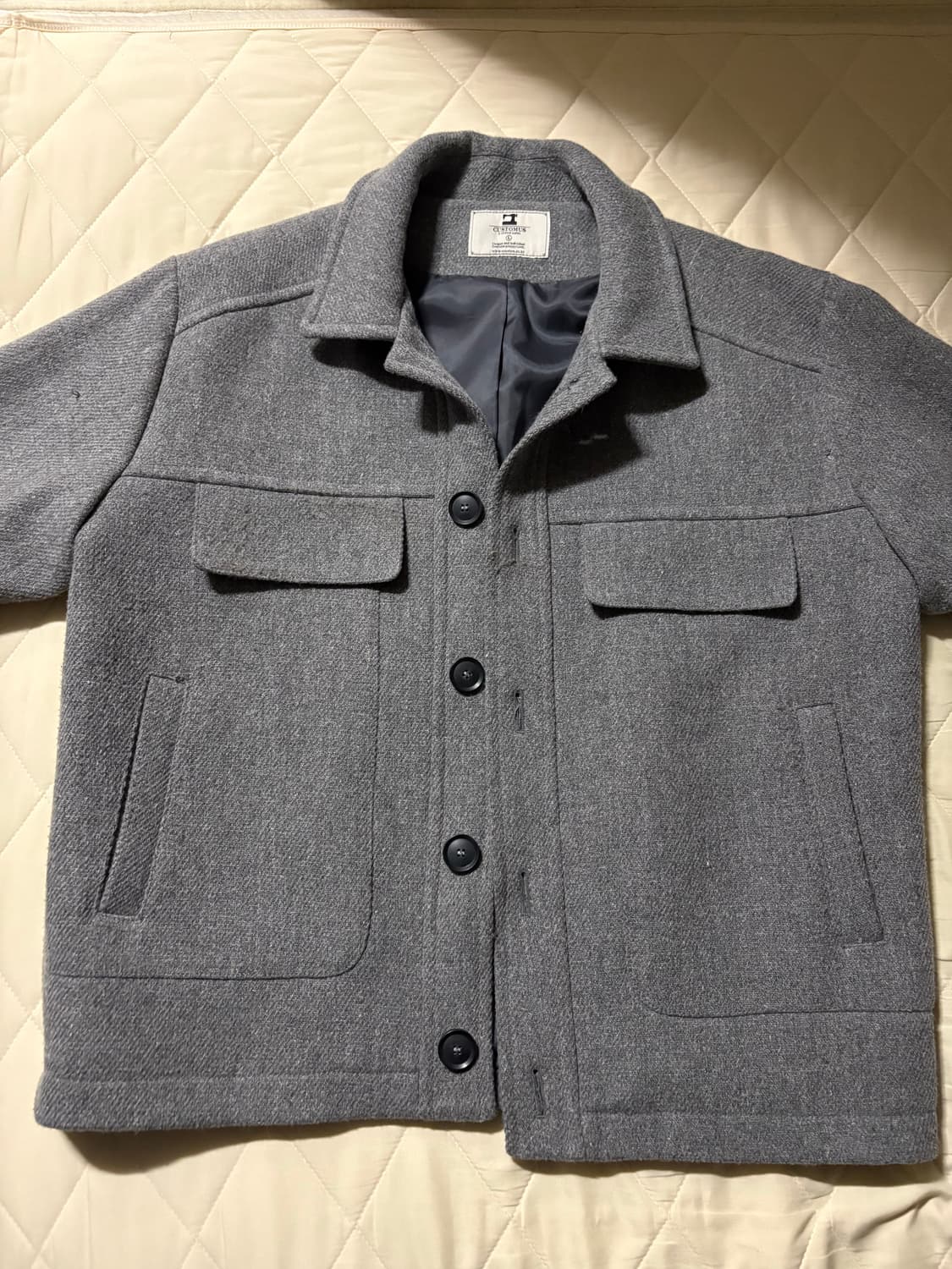 커스텀어스 울 이부직 5버튼 프레피자켓 L 상품이미지3