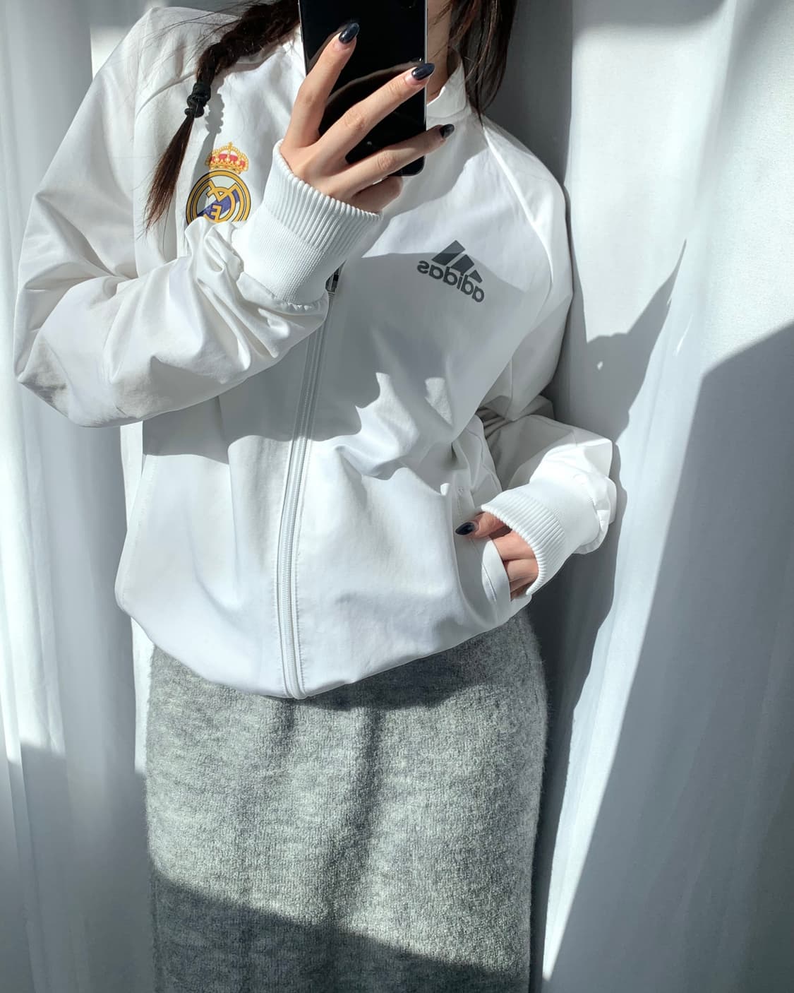 Adidas 아디다스 오리지널 레알마드리드 화이트컬러 바람막이 자켓 상품이미지2