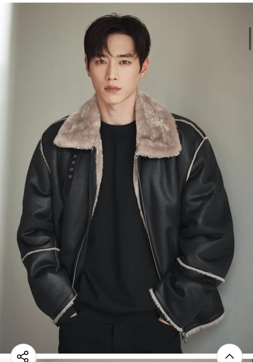 (새상품) (M)드로우핏 오버사이즈 스웨이드 라인 무스탕 자켓 상품이미지5