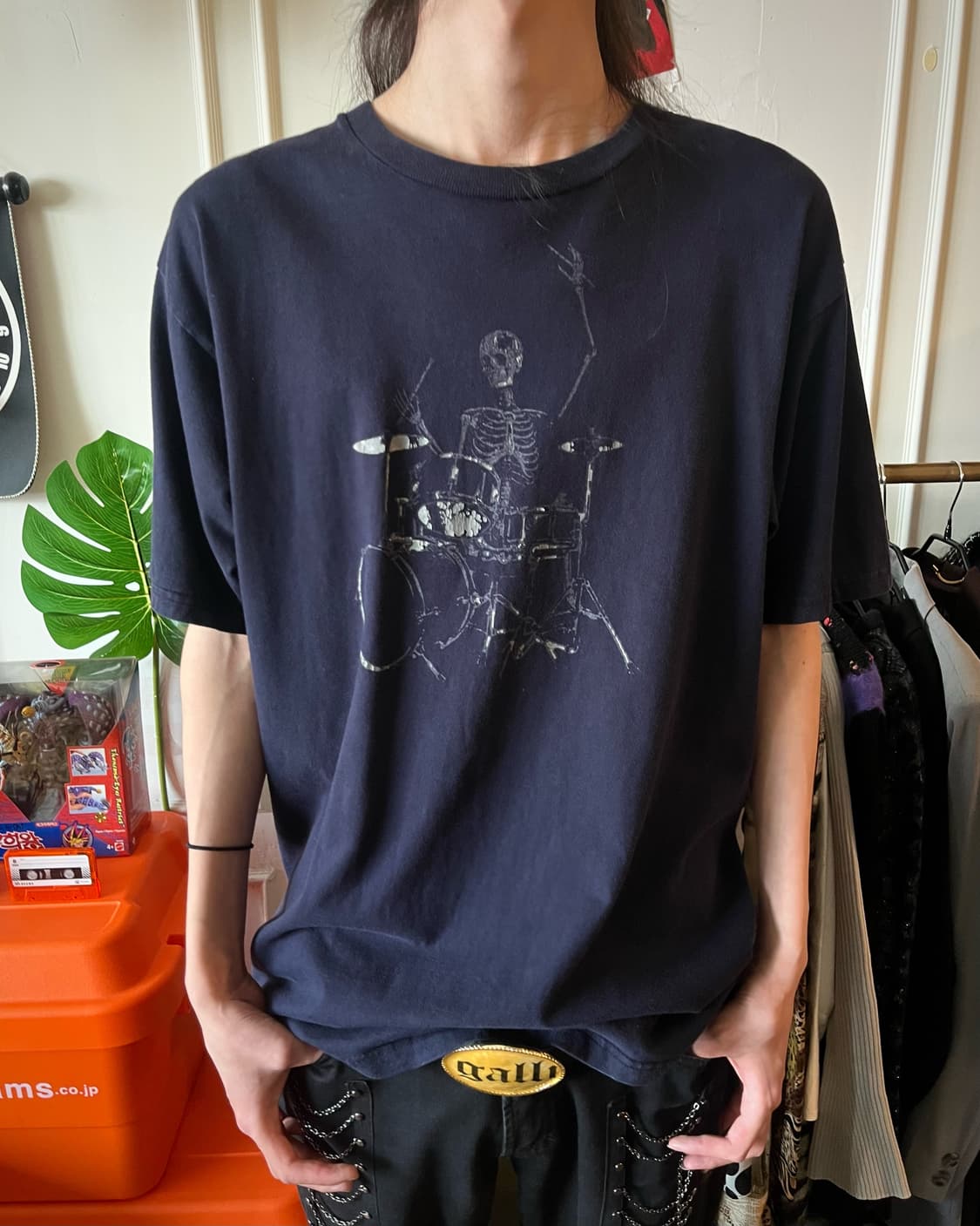-00s Skeleton Drum Printed 1/2 T-Shirt 상품이미지2