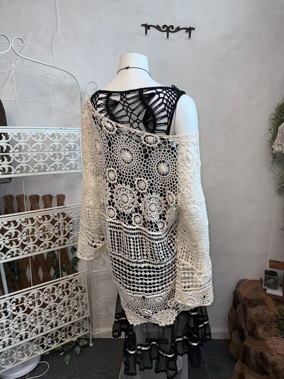 Ivory bohemian floral crochet loose knit 상품이미지3